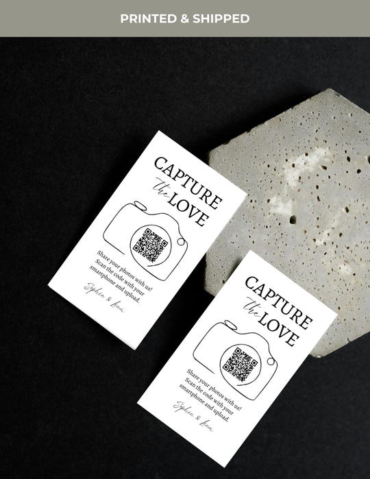 Printed Wedding Photo Sharing Cards – QR Code, Premium Cardstock