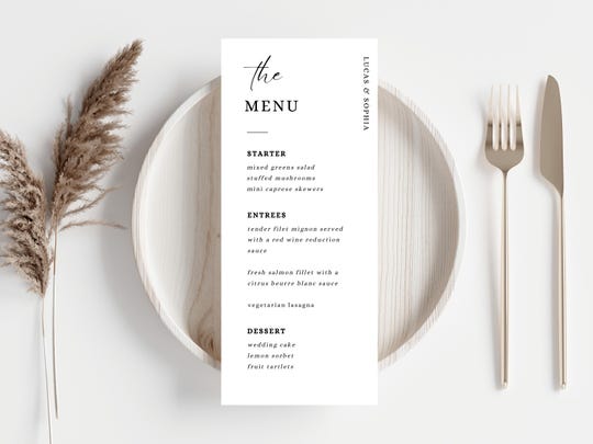 Personalized Wedding Menu Cards | Minimalist Calligraphy