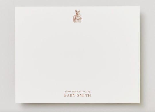 Vintage Baby Shower Thank You Note cards | Baby Bunny Note Card | Custom Baby Shower Gift | Stationery Set | From the Nursery of