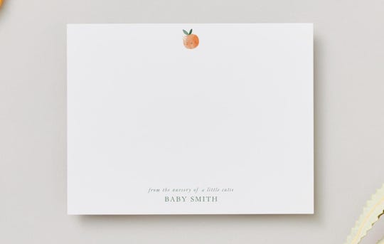 Personalized Baby Shower Thank You Cards: Orange, Cutie, Clementine Stationery Set