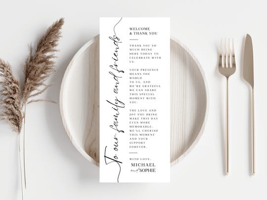 Personalized Wedding Thank You Cards: Minimalist Calligraphy