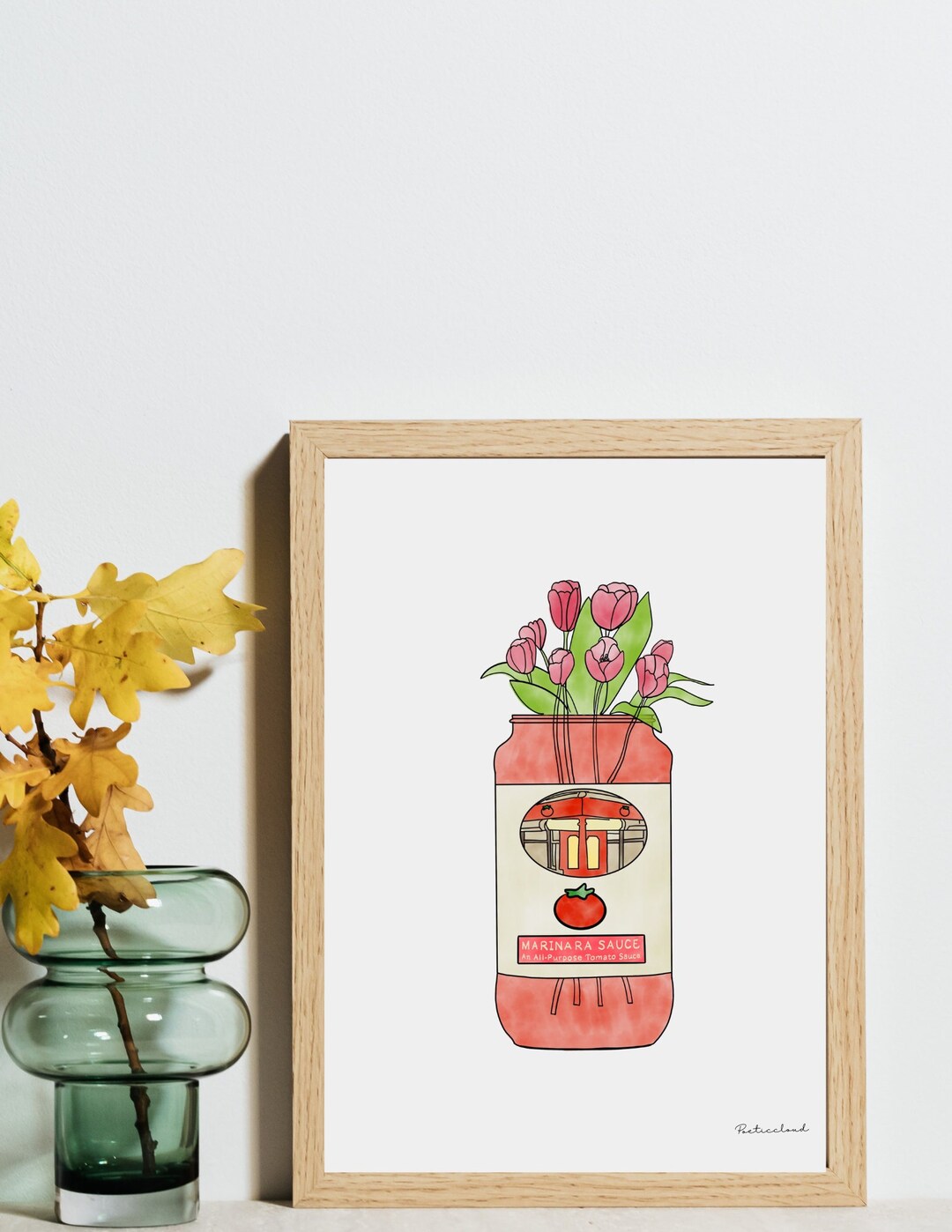 Rao's Inspired Art Print, Quirky Wall Art, Flower Art, Tomato Sauce Art