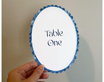 Modern Minimalist Scallop Table Numbers | Printed Elegant Wedding Table Decor
