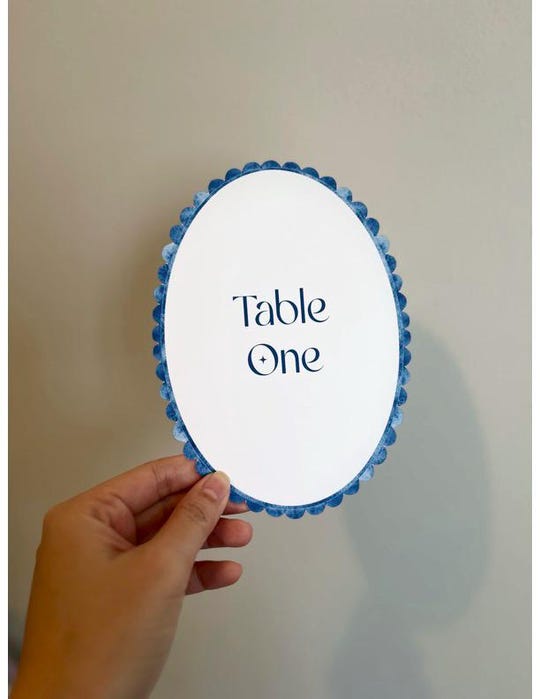 Modern Minimalist Scallop Table Numbers | Printed Elegant Wedding Table Decor