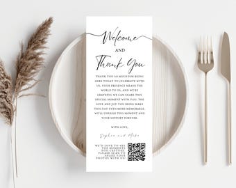 Minimalist Wedding Thank You Cards: Modern Calligraphy, QR Code