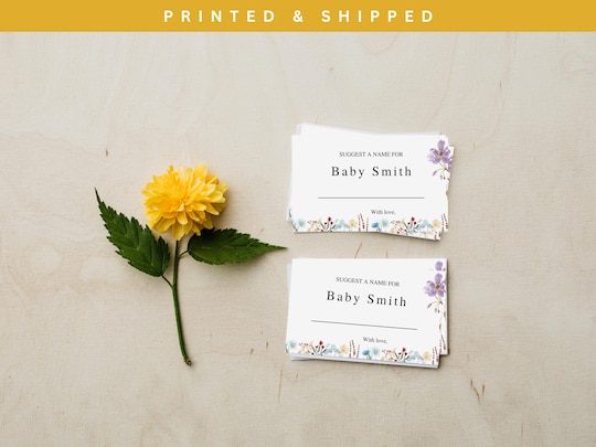 Personalized Baby Name Suggestion Cards: Boho Wildflower Baby Shower