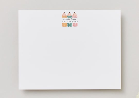 Personalized Teacher Note Cards: Custom Stationery, Back to School Gift