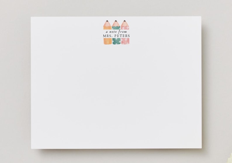 Personalized Teacher Note Cards: Custom Stationery, Back to School Gift ...