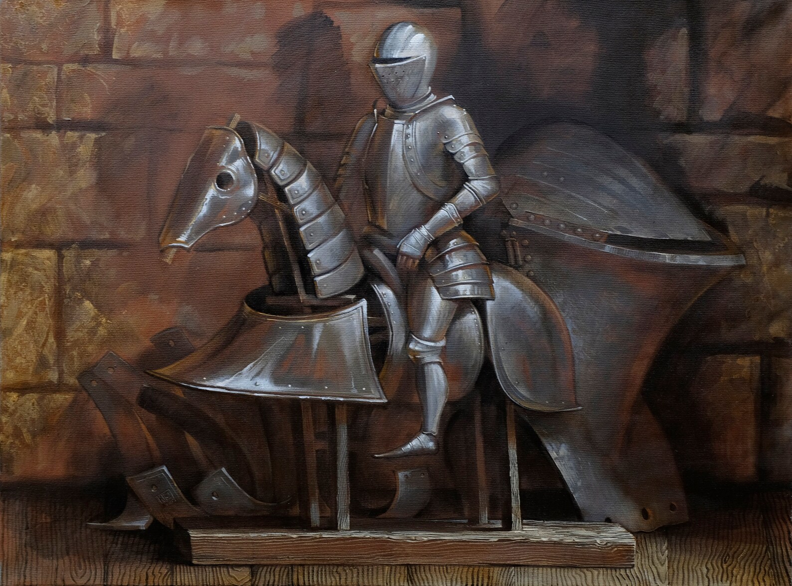Medieval knight armour Original oil painting on canvas Etsy