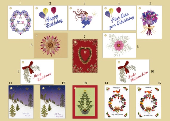 Gift Tags With Handmade Pressed Flower Designs In English Or Etsy