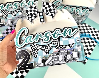Race Car Theme Favor Box: Checkered Flag Birthday Party