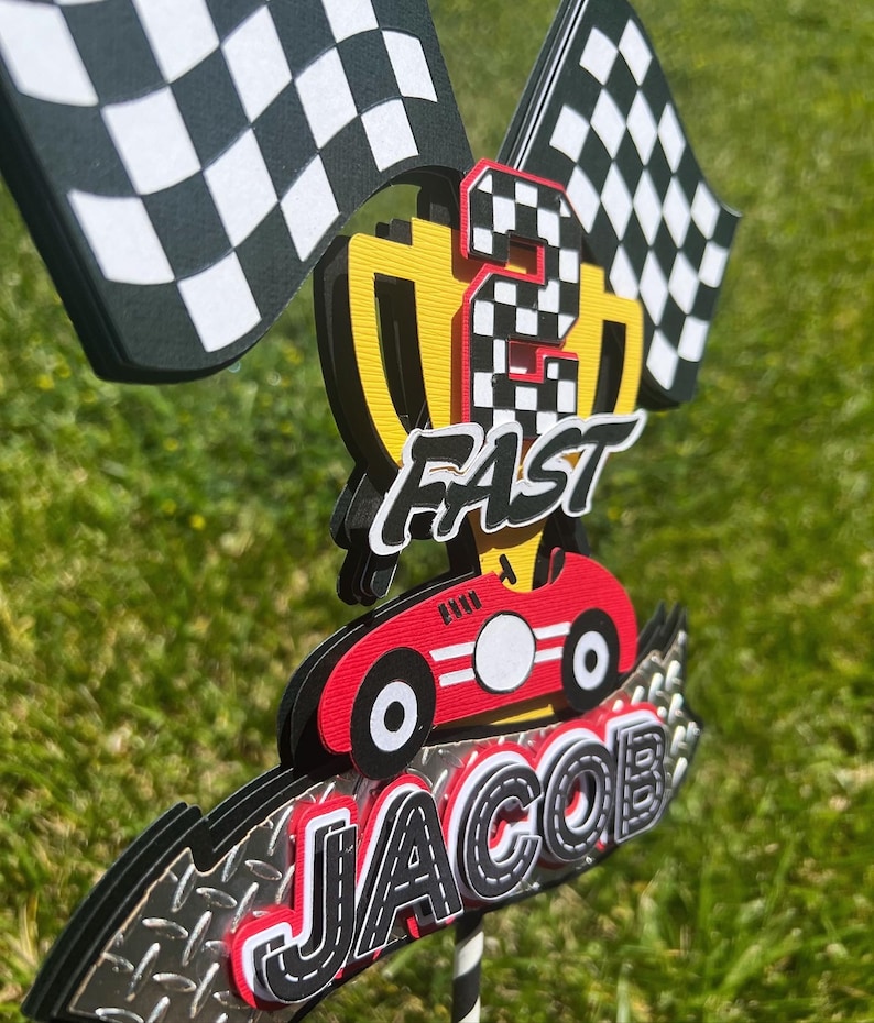 Race Car Theme Cake Topper Etsy