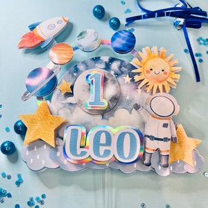 Astronaut First Birthday Cake Topper: Personalized Space Theme