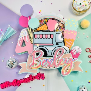 Ice Cream Truck Cake Topper: Personalized Sweets Birthday Decor