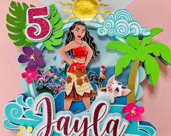 Personalized Moana Birthday Cake Topper: Tropical Party Decor
