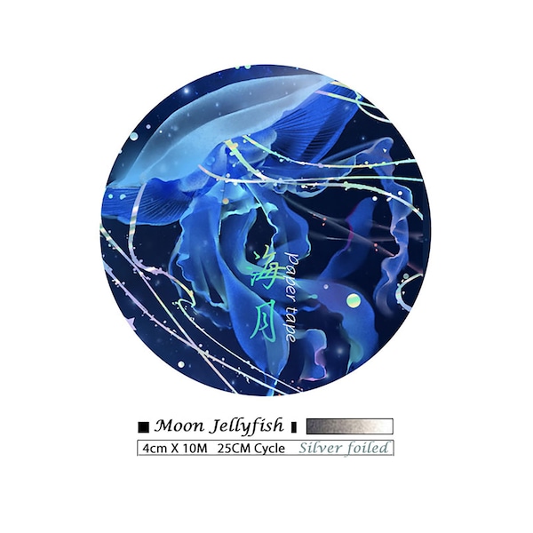 Moon Jellyfish Silver Foil Washi Tape Sample