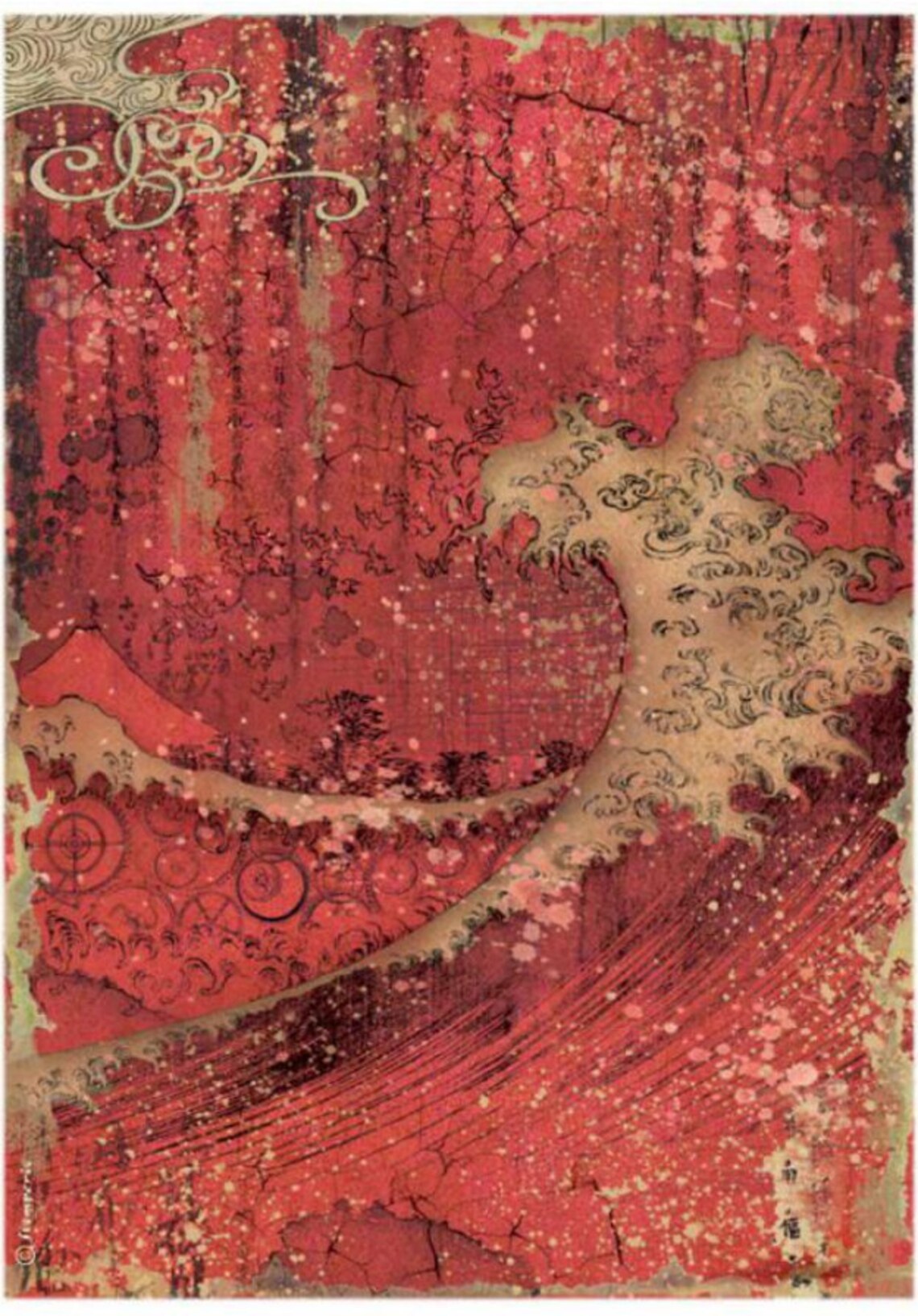 Stamperia. A4 Rice Paper Packed Sir Vagabond in Japan Red Etsy