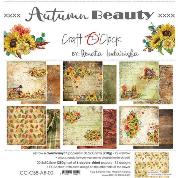 Heures de bricolage. Papier scrapbooking. Un lot de papiers 30x30 - Beauté d'automne.