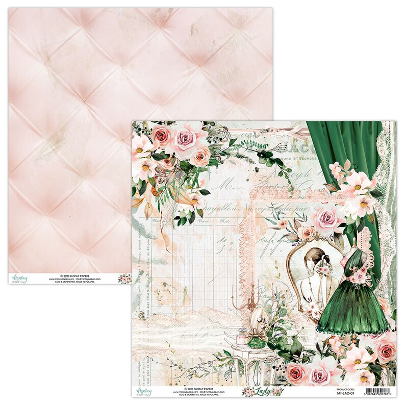 Mintay. Scrapbooking paper pad 12pcs 12x12 30 x 30 cm. Lady. Etsy