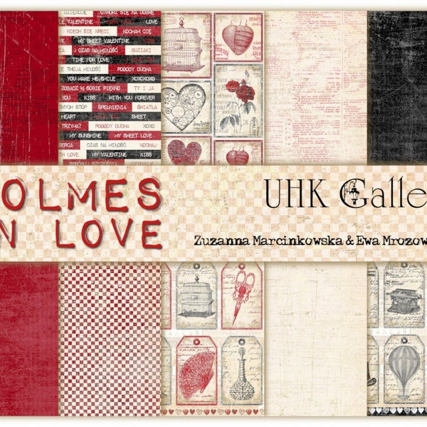 Scrapbooking paper pad 12"x12" (30 x 30 cm). Holmes in love. UHK Gallery.