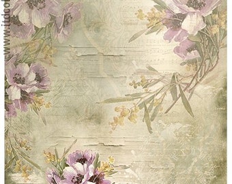 Rice paper A4 8x11 _ 3pc. vintage wallpaper. decoupage. Flowers.