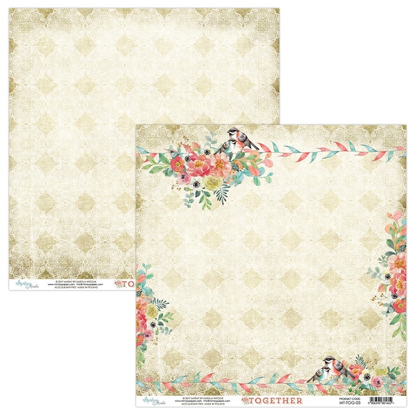 Scrapbooking paper. Together, 12"x12". Mintay by Karola.