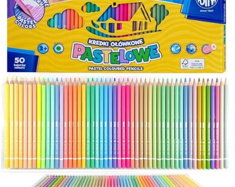 Astre. Crayons ronds pastel, paquets de 50 couleurs !
