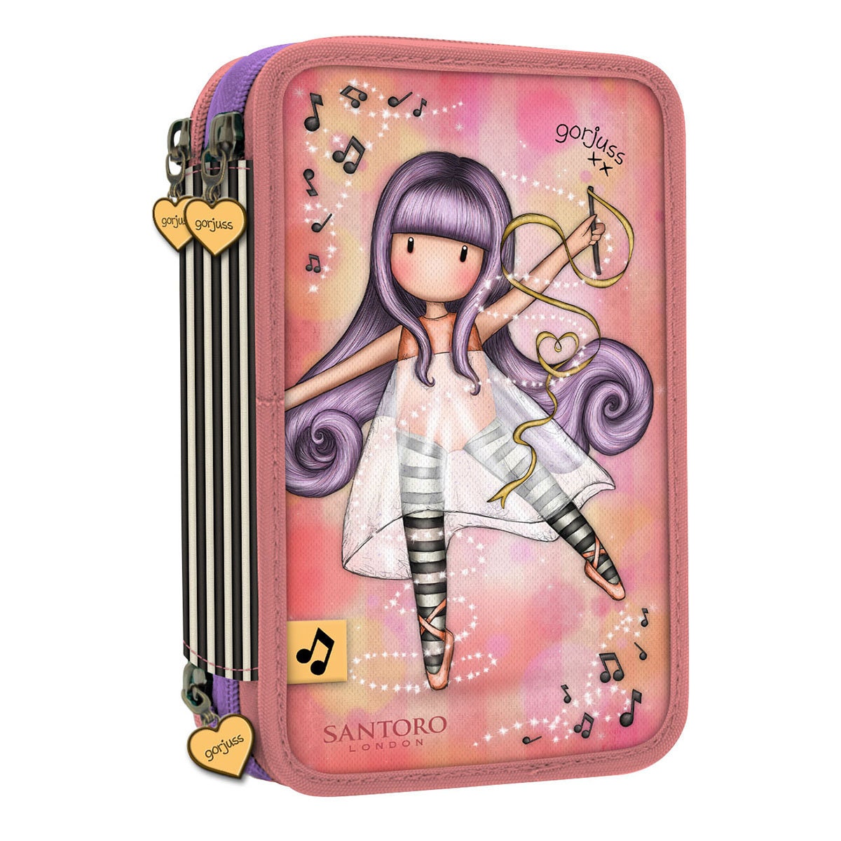 Santoro. Triple zip filled pencil case. Gorjuss. Little Etsy