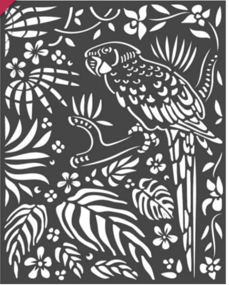Thick Stencil 20 x 25 cm Amazonia parrot. Stamperia