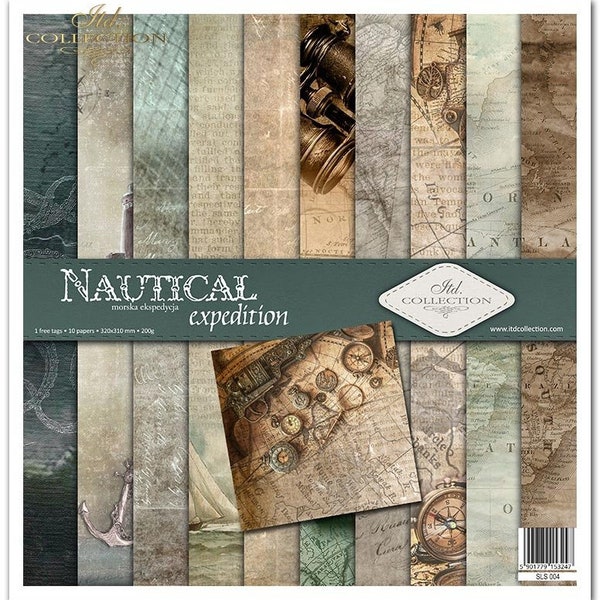 Scrapbooking Nautical expedition_paper pad 12"x12" (30 x 30 cm). ITD Collection.