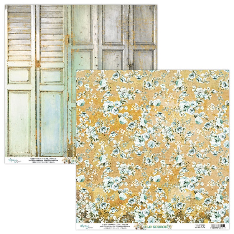 Scrapbooking paper pad 12pcs 12 x12 Old manor 30x30cm Mintay by Karola.
