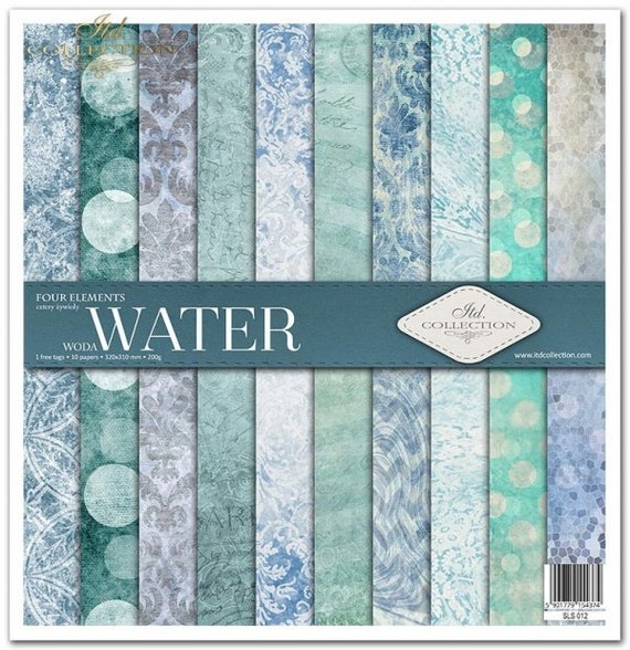 Scrapbooking paper pad 12x12 (30 x 30 cm). ITD Collection. Water.