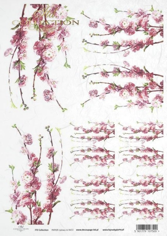 Flowers.ITD Collection. Easter A4 ITD Collection.3 Pieces.Rice Paper Spring
