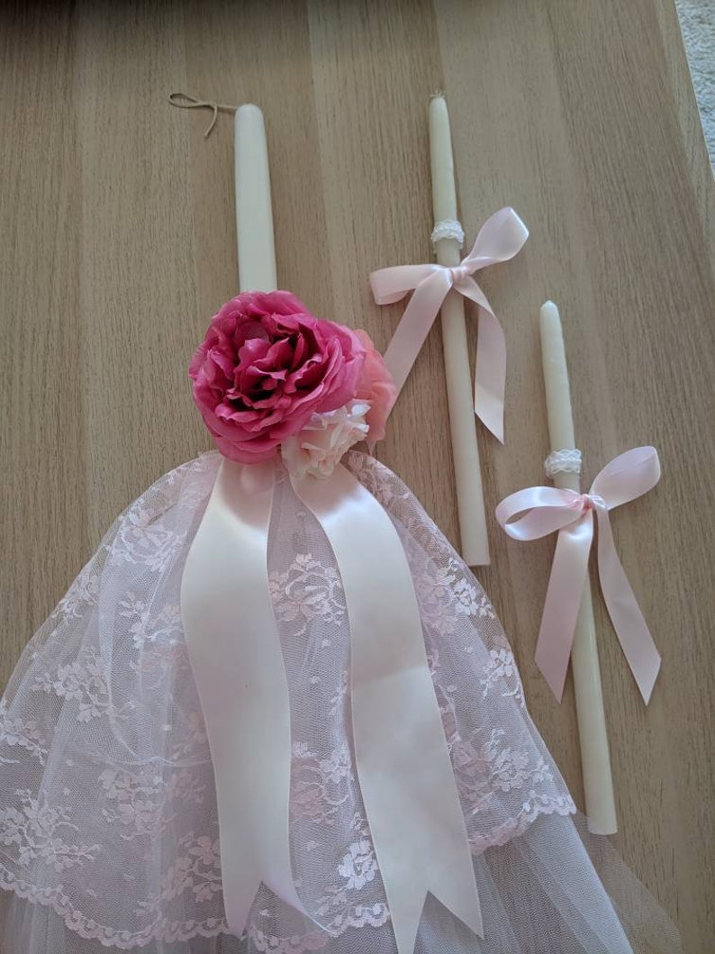 baptism candle set for girl