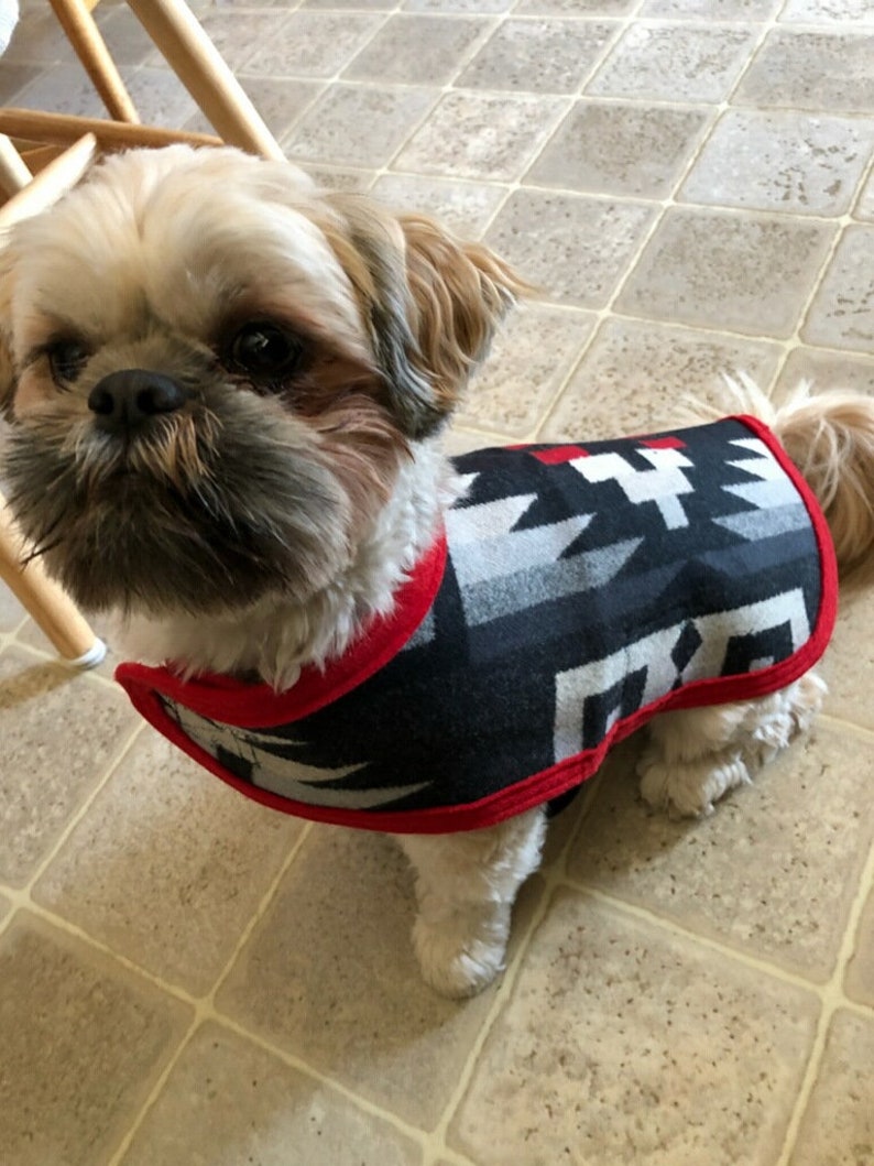 Red & Black Pendleton Wool Dog Coat Featuring Exclusive Etsy
