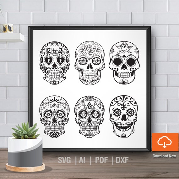Download Sugar Skull Svg Cut Files For Cricut Silhouette Cameo Laser Etsy
