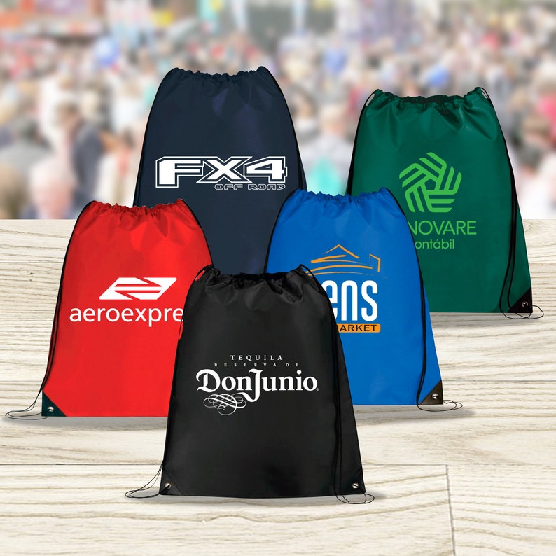Custom Personalized String Bags With Logo Promo Drawstring Etsy