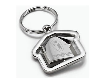 Personalized House Shaped Metal Keychain – Real Estate Logo Key Tag Holder