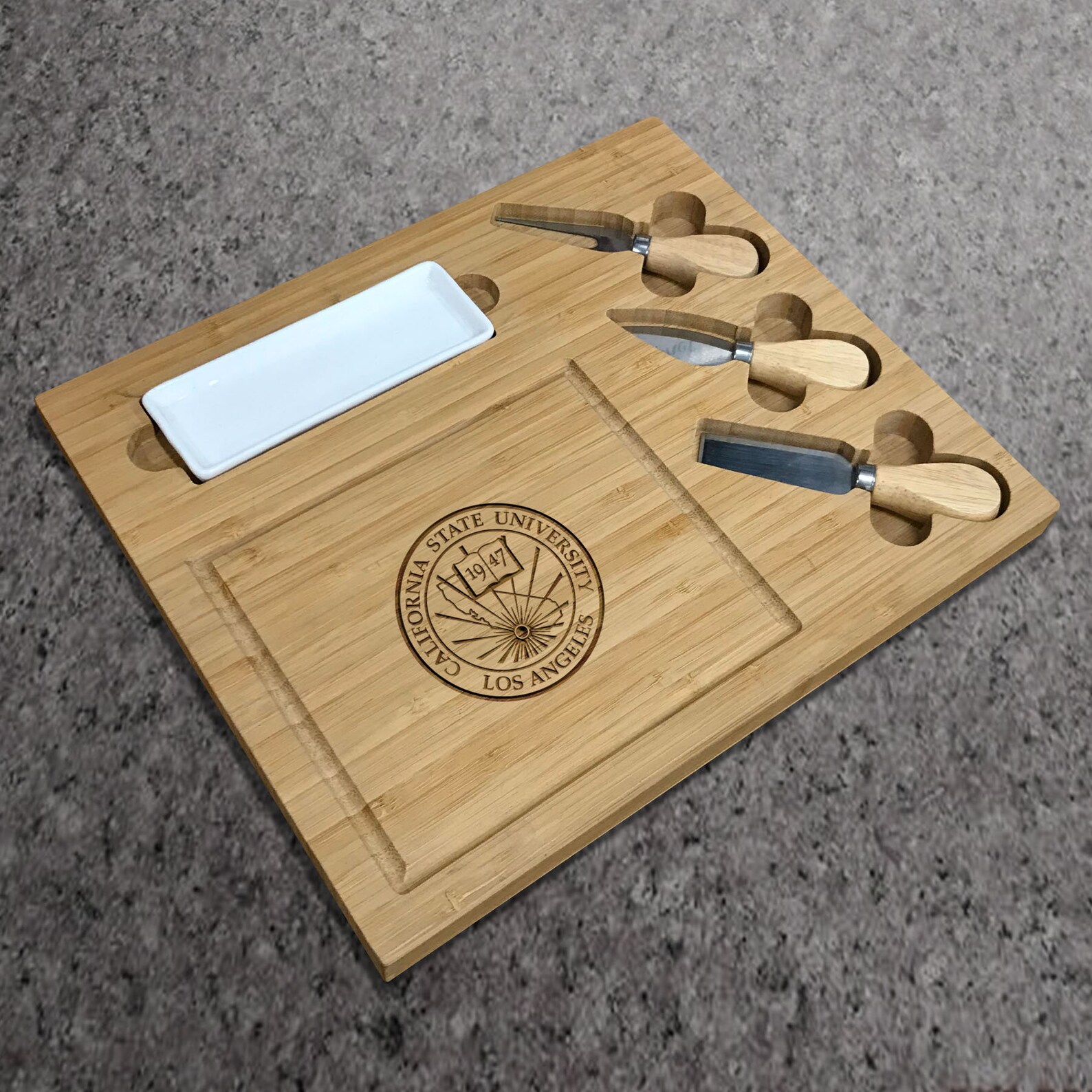 Personalized Bamboo Cutting Board Gift Set With Cheese Cutting Etsy