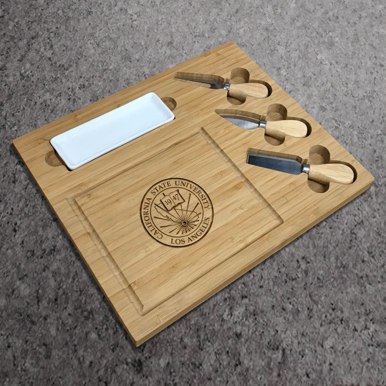 Personalized Bamboo Cutting Board Gift Set With Cheese Cutting Etsy