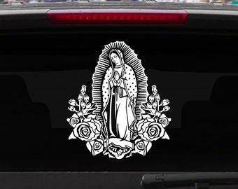 Jungfrau Maria Aufkleber mit Blumen Aufkleber für Ihr Auto - Virgen de Guadalupe Stickers Con Flores