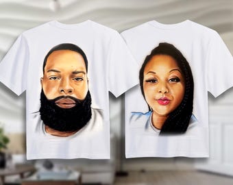 Couples Airbrush T-Shirts | His and Hers Matching Portrait Shirts