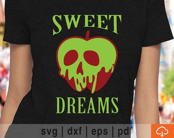 Süße Träume Gift Apple SVG Schneeweiß geschnitten Datei, um Ihre eigenen T-Shirt w / Cricut oder Cameo zu machen