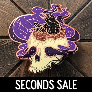B-GRADE ENAMEL PIN: Night Raven, Raven enamel pin, skull pin, life in death, spooky enamel pins, crow pin, constellations, raven pin, witchy