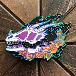 Dragon Skull enamel pin - "Aether", dragon pin, dragon enamel pin, spooky enamel pins, occult enamel pin, witchy pins, dragon spirit
