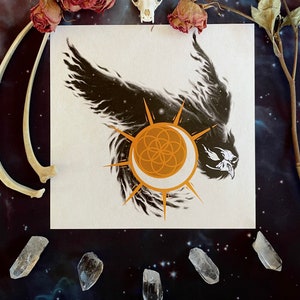 Spirit of Wisdom Signed Print, Conceptual Illustration, Dark Art, Life and Death, owl art, witchy art, witchy watercolor,gothic decor