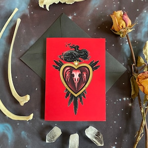 Greeting Card - Sacred Heart, Valentine’s Day card, valloween card, anniversary card, witchy greeting card, occult card, goth card, dark art