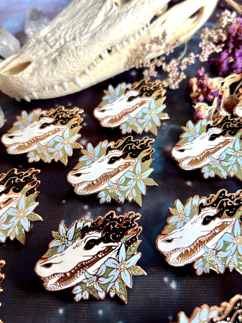 Alligator Skull Enamel Pin: Alligator Pin, Gator Pin, Spooky Enamel ...