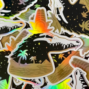 Sobek Holographic Sticker - Cosmic Pantheon Egypt, Egyptian Gods, Egyptian Mythology, Egyptian Sticker, Nile Sticker, Witchy Sticker