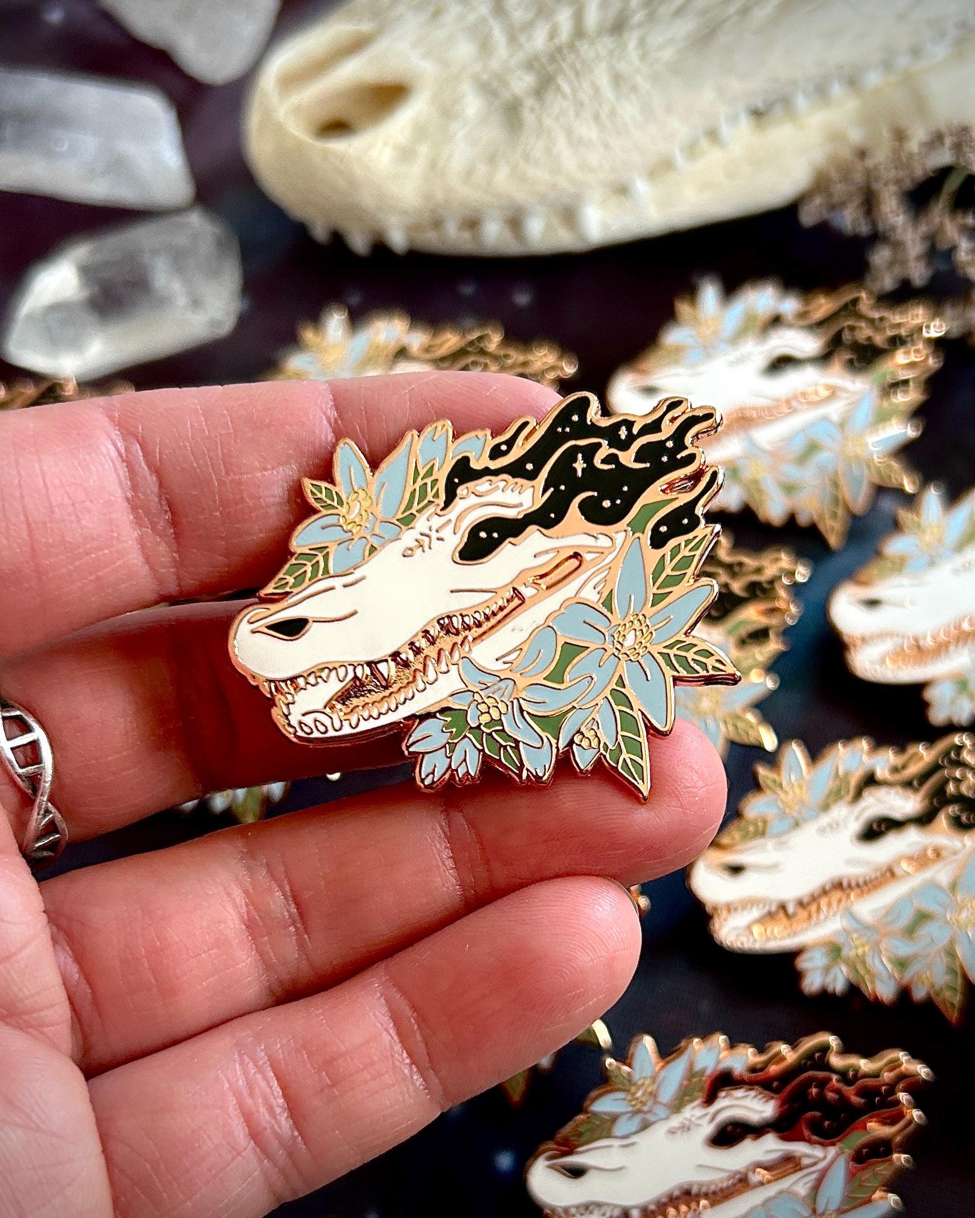 Alligator Skull Enamel Pin: Alligator Pin, Gator Pin, Spooky Enamel ...